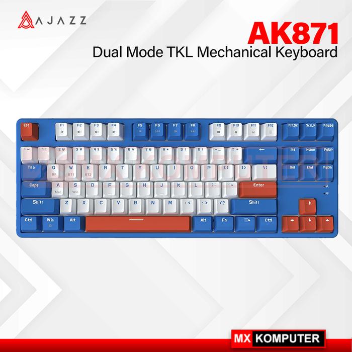 Gambar Ajazz AK871 TKL Mechanical Keyboard Dual Mode No Light Hotswappable - Biru, Red Switch dari MXKomputer_NEW undefined Tokopedia