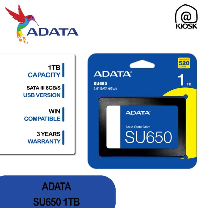Gambar ADATA ULTIMATE SU650 1TB / SSD SATA 2.5 / GARANSI 3 TAHUN - SSD ONLY, 1 Pcs dari @kiosk Kota Administrasi Jakarta Barat Tokopedia