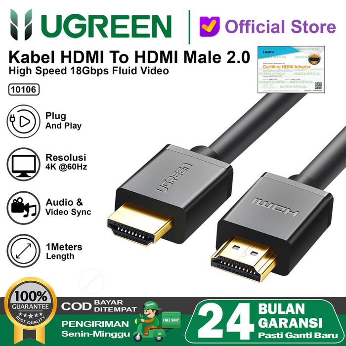 Gambar [ TERLARIS ] UGREEN Kabel HDMI 4K to HDMI VGA Ultra HD Monitor Gold Plated Original 100% Garansi Resmi 12 Bulan Official Store mall ori murah termurah terbaik laptop macbook pc komputer layar high quality tv proyektor set top box ps 1 3 4 5 10 meter - 1Meter 10106 dari UGREEN Yogyakarta undefined Tokopedia