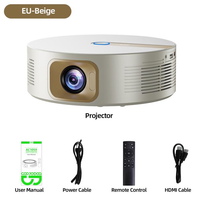 Gambar GOOJODOQ Projector 1080p HD Optical Enclosed Disc Proyektor 200 ANSI WIFI-6 Quad-Core 4 GHz - Beige dari Goojodoq Professionals undefined Tokopedia