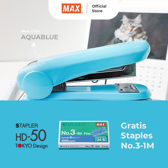 Gambar New Product! MAX Stapler HD-50N Pastel Series / Stapler Besar - Aqua Blue dari Max Stapler Indonesia undefined Tokopedia