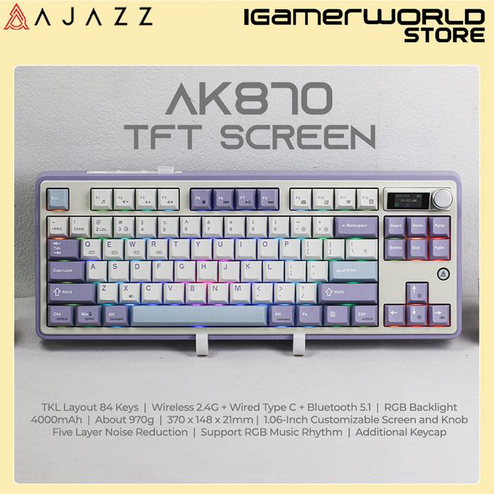 Gambar Ajazz AK870 Screen TKL Triple Connection RGB Mechanical Gaming Keyboard - FOGSEA-HYACINTH dari Igamerworld Surabaya undefined Tokopedia