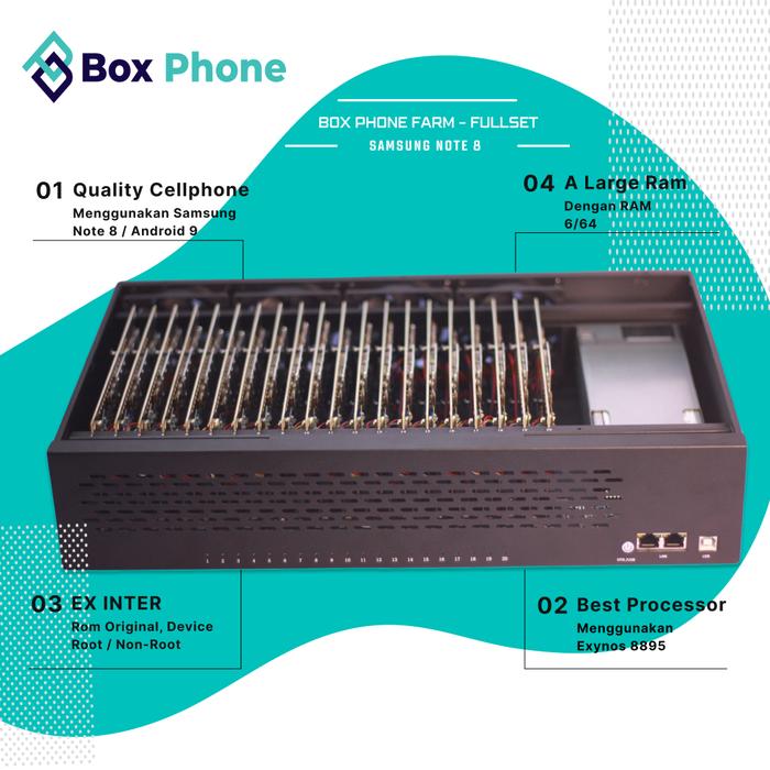 Gambar Box Phone Farm Fullset - EX INTER - Samsung Note 8, Rom Original dari Phone Box Farm_NEW undefined Tokopedia