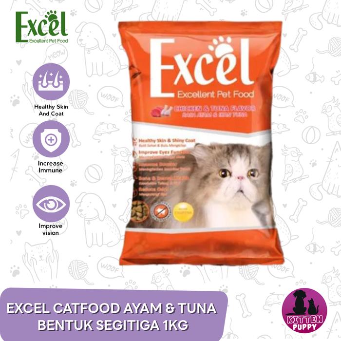 Gambar Makanan Kucing Excel Cat Food 1 KG - segitiga chicke dari Kittenpuppy Petshop undefined Tokopedia