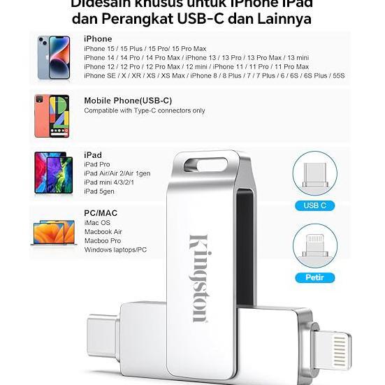Gambar Kingston TYPE-C Flashdisk OTG 128gb Kecepatan Tinggi, Driver Flash Logam USB 256gb 512gb 1tb 2tb, USB Flash Drive Untuk IOS/ Android Dan Perangkat Lainnya otg iphone - 32GB, Pink dari Arcezy Store undefined Tokopedia