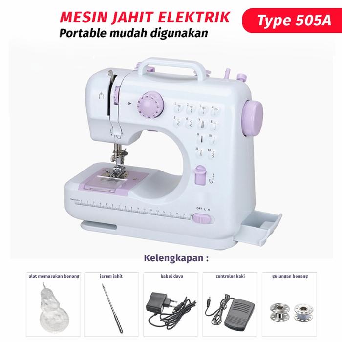 Gambar Mesin Jahit Mini Portabel Beckler's 505A12 Multifungsi Listrik dan Manual jarum Tunggal 12 Jenis Pola Jahitan Pakaian dengan LED - Mesin Portable  dari Ibu Makmur20 undefined Tokopedia