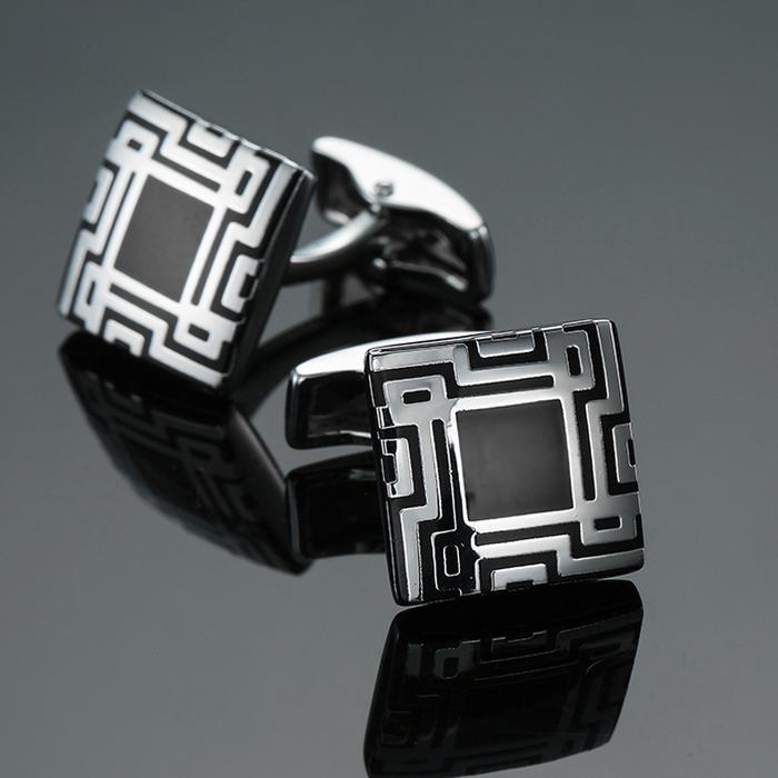 Gambar TOMMY CUFFLINK - kancing manset kancing lengan kemeja - 11 SLVRBLK PTRN dari Toko 1973 undefined Tokopedia