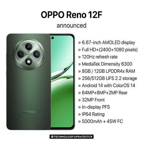 Gambar Oppo Reno 12F 4G 8/256GB. - Hijau dari FD Celuller undefined Tokopedia