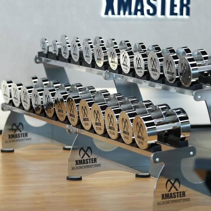 Gambar XMASTER Steel Dumbbell Home Rack Dumbell | Fitness CrossFit Strength - 12 Set & Rack dari The Quality Fitness undefined Tokopedia