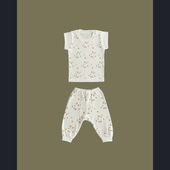 Gambar KIKI PUP - Stali Long Set (Unisex) - Piyama Kaos Setelan Celana Panjang Bayi/Anak 3-24Bln Motif Lucu - Deer,  S (4.5-7.5kg) dari Kikipup undefined Tokopedia