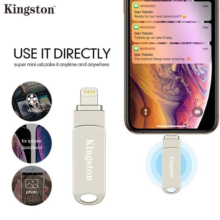 Gambar Kingston OTG Flashdisk 512GB/1TB/2TB iOS, iPad, PC, USB 3.0, 2 IN 1, Venda Quente, Prata OTG Pen Drive FOR IPHONE Komputer - 512GB dari Arcezy Store undefined Tokopedia