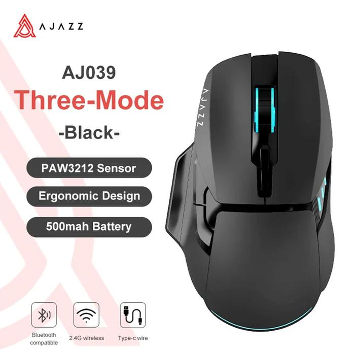 Ajazz AJ039 / AJ-039 Triple Mode Wireless Gaming Mouse 2.4GHz Bluetooth