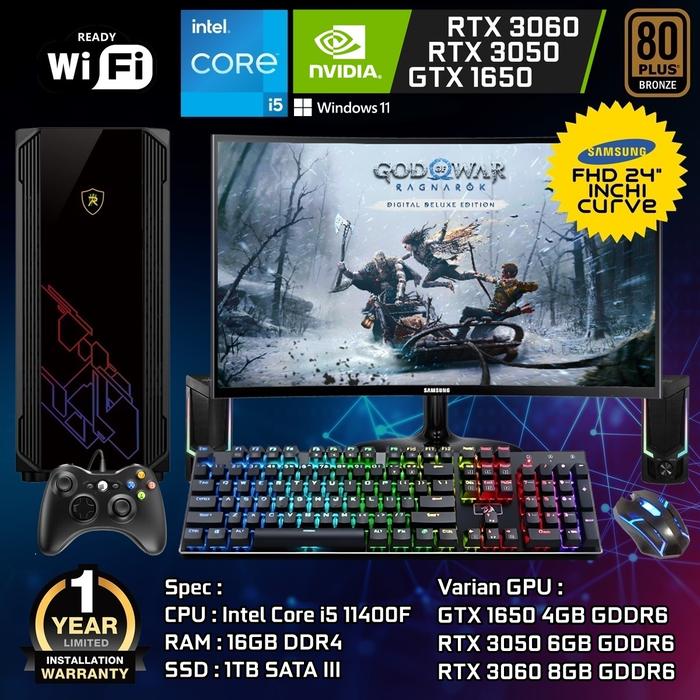 PC GAMING RAKITAN FULLSET Core i5 11400F RAM 8GB GTX 1650 4GB D6  RTX 3050 6GB D6