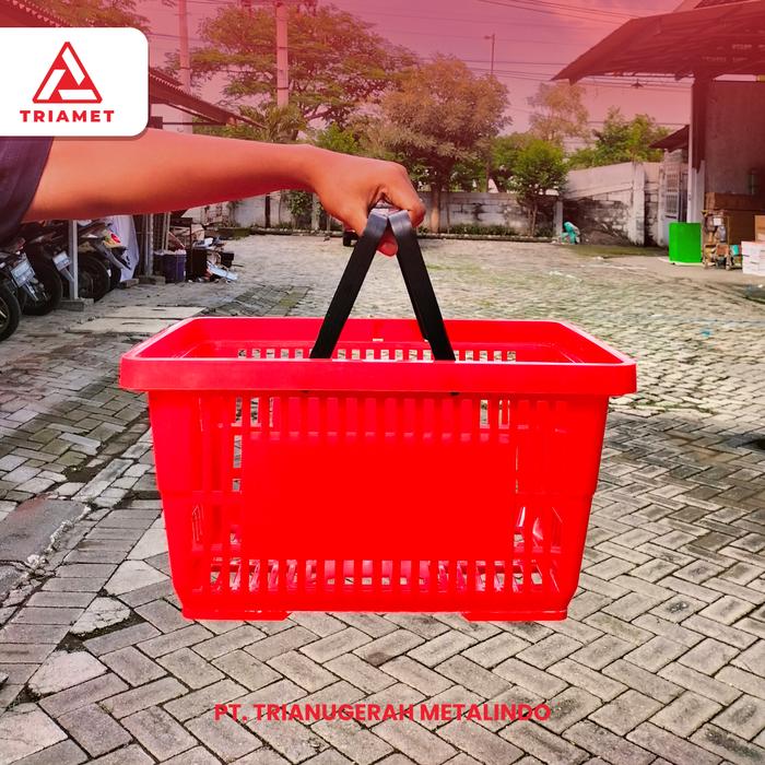 Gambar Keranjang Belanja / Keranjang Supermarket / Keranjang Tenteng 20 Liter - KB20L - Merah dari TRIAMET undefined Tokopedia
