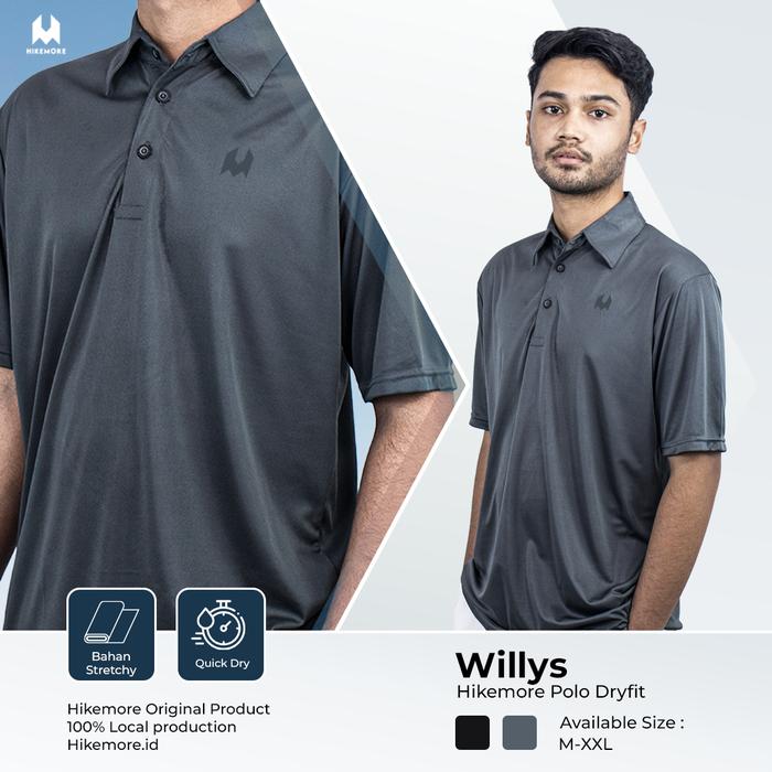 Gambar Kaos Polo Shirt Kerah Polos Dryfit Pria Hikemore Willys Original - Abu-abu, XXL dari Hikemore undefined Tokopedia