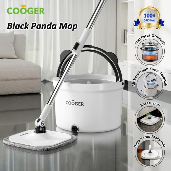 Gambar [COD]COOGER Electric Pel Spin Panda Dual Clean Mop Spin Mop Upgrade Air Bersih dan Air Kotor Terpisah - White dari COOGER Electric undefined Tokopedia