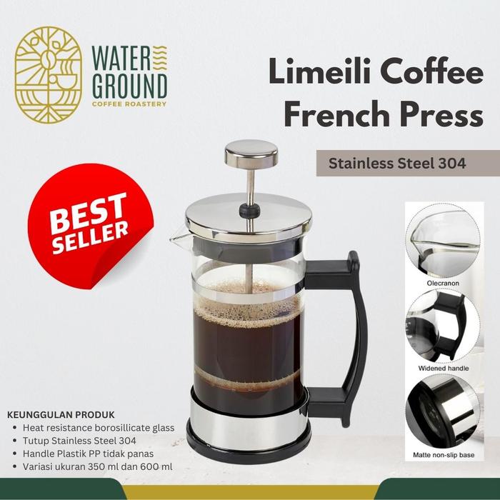 Promo Limeili French Press Coffee Plunger Maker 350 ML Black 350