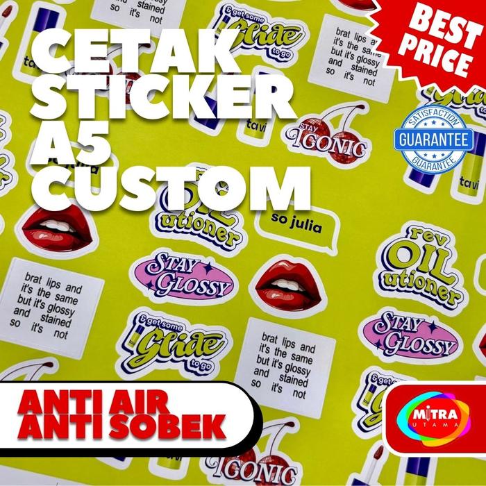 Gambar Cetak Sticker Custom / Stiker Label A5 Satuan Murah dan Berkualitas - Vinyl, Kisscut dari Mitra Utama Print undefined Tokopedia