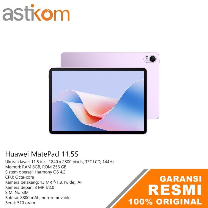 Gambar Huawei MatePad 11.5" S Paper Matte Edition 8/256GB Garansi Resmi - Violet dari Astikom undefined Tokopedia
