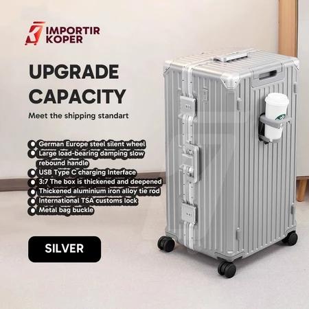 Gambar JOSHEE KOPER POPPY SERIES JUMBO SIZE 32 INCH TSA LOCK ALUMINIUM FRAME - Silver, 22 Inch dari zeeraofc undefined Tokopedia