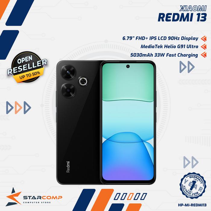 Gambar Xiaomi Redmi 13 8/128GB 8/256GB 6.79" IPS FHD+ 90Hz Helio G91 Ultra 5030mAh 33W - Midnight Black, 8/128GB dari Starcomp Semarang undefined Tokopedia