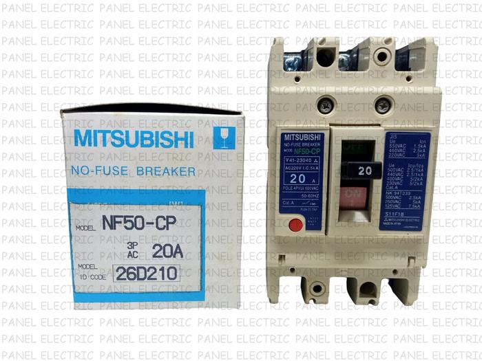 Jual NO FUSE BREAKER NFB MCCB 3P MITSUBISHI NF50-CP NF 50CP 10A/15A/20A ...