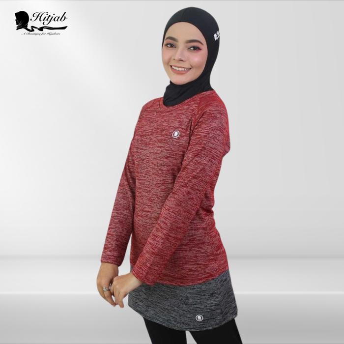 Gambar HITJAB - Baju Olahraga Wanita Tangan Panjang Sport Lari Jogging 9-0262 - BajuOR-Maroon, L-XL dari Hitjab undefined Tokopedia