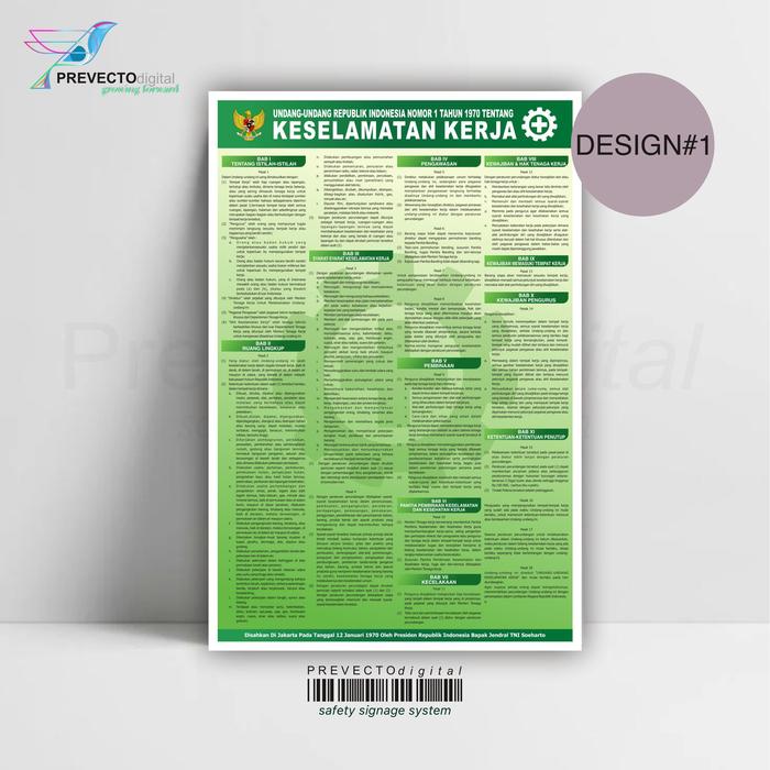 Gambar Poster Undang Undang Republik Indonesia Nomor 1 Tahun 1970 Tentang Keselamatan Kerja Poster K3  Safety - Design#1, Art Carton dari prevecto digital undefined Tokopedia