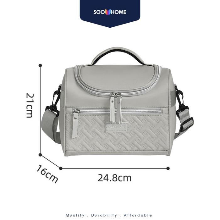 Gambar Tas Bekal Cooler Bag Lunch Sling Bag Asi Tahan Panas Dingin Multifungsi Kapasitas Besar Tali Panjang Selempang Premium - Abu-abu dari Soo Home undefined Tokopedia