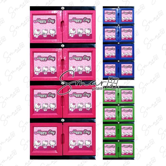 Gambar Terlaris Lemari baju plastik 4 susun tingkat jumbo hello kitty kunci kabinet pakaian excel rak serbaguna FLWR - HKitty Pink, Rak dari UUTAMIIE undefined Tokopedia