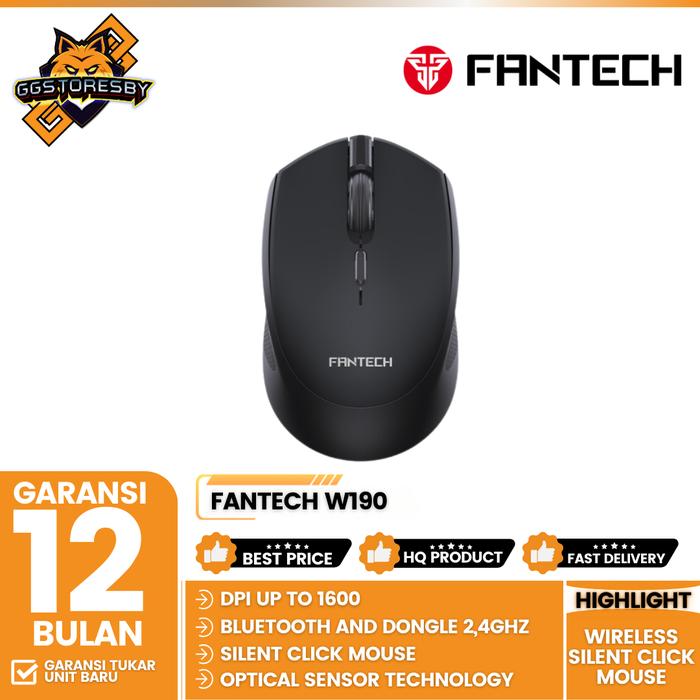 Gambar FANTECH W190 WIRELESS Mouse - BLACK dari GGSTORESBY undefined Tokopedia