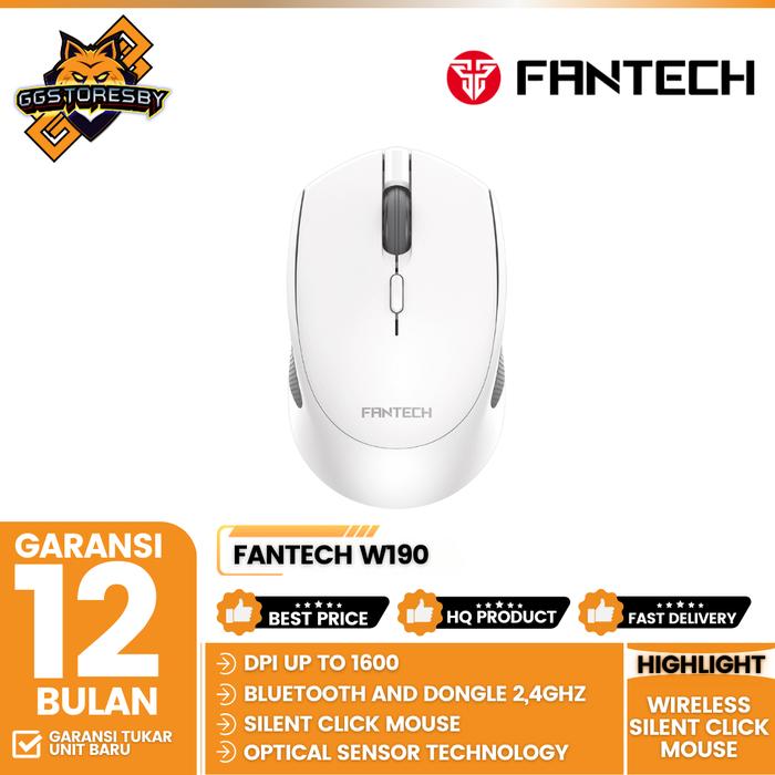 Gambar FANTECH W190 WIRELESS Mouse - WHITE dari GGSTORESBY Kota Surabaya Tokopedia