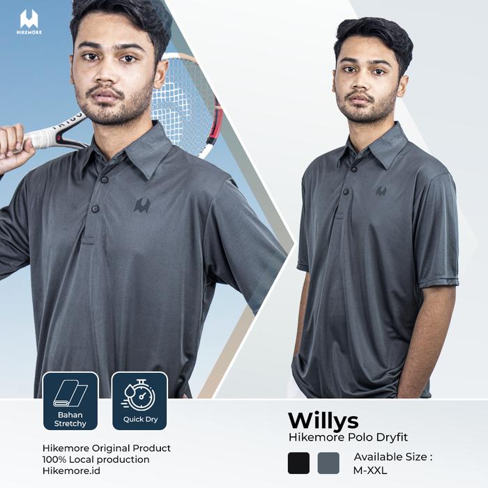 Gambar Kaos Polo Shirt Golf Tenis Polos Dryfit Pria Hikemore Willys - Abu-abu, XL dari Hikemore undefined Tokopedia