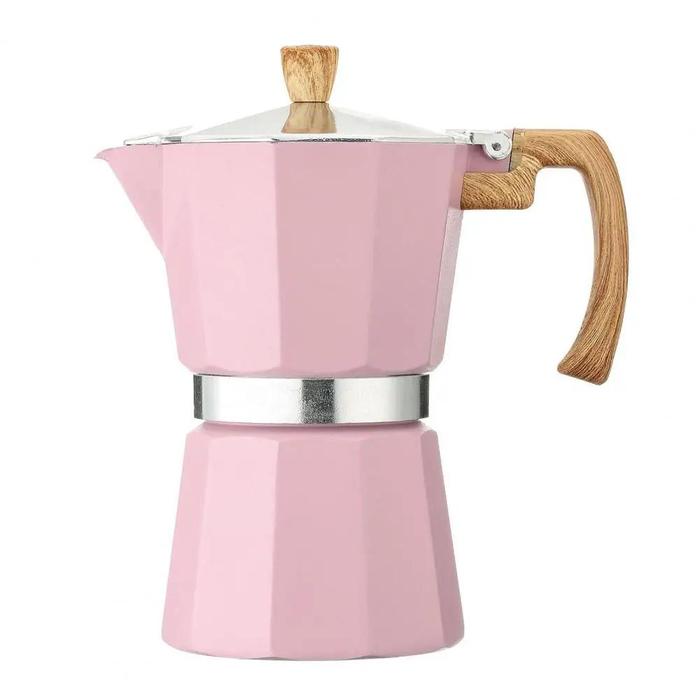Gambar Moka Pot Espresso Maker Stovetop Coffee Percolator Aluminum Italian Design Cuban Coffee Maker For Rich Flavor Кофейная Машина - Pink 300ML dari GOPERA undefined Tokopedia