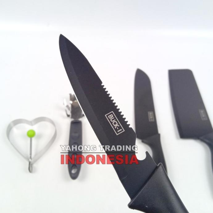 Gambar S Store Pisau Dapur Lengkap 5pcs Kitchen Knife Set Buck-I 5 pcs in 1 dari Shasa Shop. undefined Tokopedia