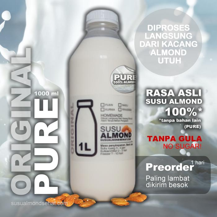 Gambar Susu Almond Original Pure/Murni 1 Liter. 100% Almond Tanpa Bahan Lain. - Frozen dari Susu Almond Sehat undefined Tokopedia