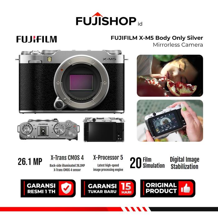 Gambar Fujifilm X-M5 Kamera Mirrorless Garansi Resmi Fujifilm - Body Silver dari Fujishopid Bali undefined Tokopedia