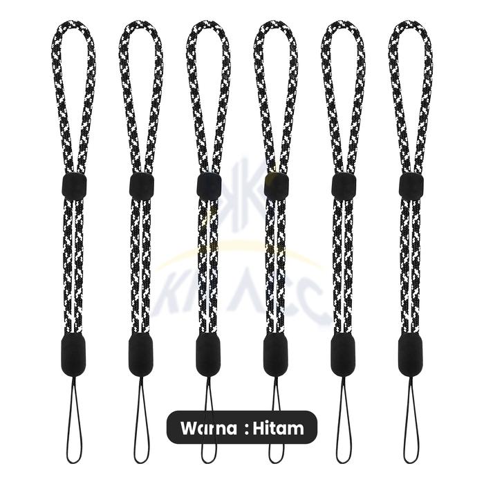 Gambar [KN ACC] TALI GANTUNGAN PENDEK MOTIF HP/KUNCI/FLASHDISK/CAMERA/ID CARD - HITAM LISTPUTIH dari KN ACC undefined Tokopedia