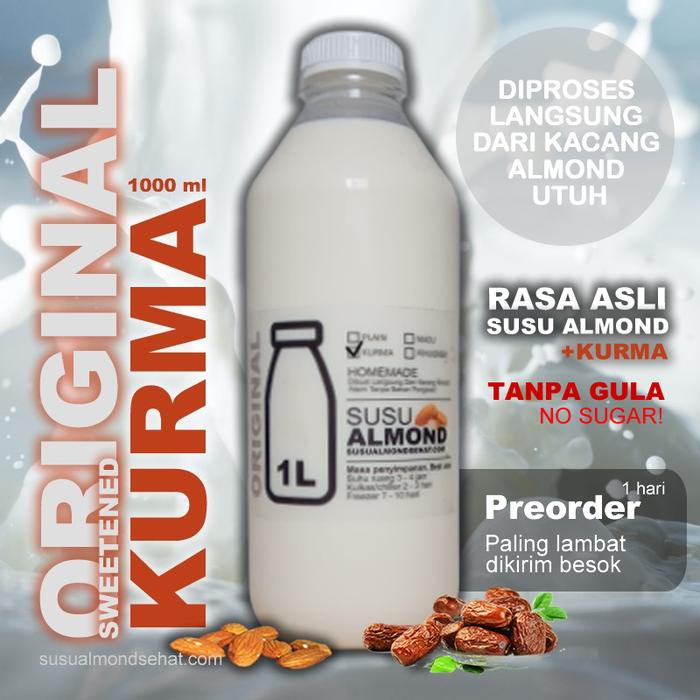 Gambar Susu Almond Original Sweetened Kurma 1 liter. Alami Tanpa Pengawet - Frozen dari Susu Almond Sehat undefined Tokopedia
