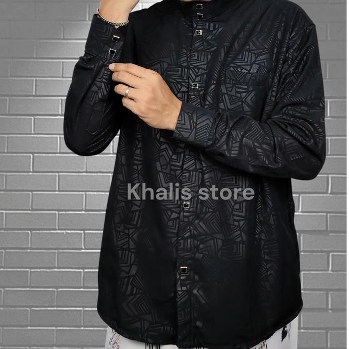 Gambar kemko kemeja koko sultan embos dewasa lengan panjang - Hitam, S dari zea_fashion.id undefined Tokopedia