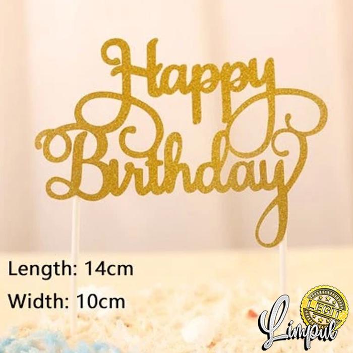 Gambar Topper Kue Ulang Tahun Happy Birthday | Toper Cake Emas | Topper Gold - Gold dari Limpul Legit undefined 4 Tokopedia