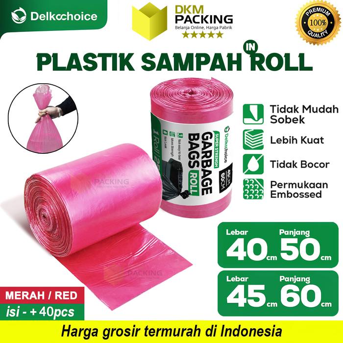 Gambar Kantong Plastik Sampah Roll Jumbo Tebal Trash Bag Premium Delkochoice - Merah Roll, 40x50cm dari dkm packing undefined Tokopedia