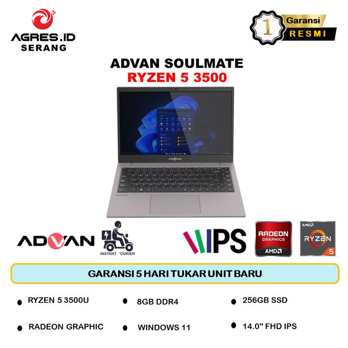 Gambar ADVAN SOULMATE PLUS RYZEN 5 3500 8GB 256GB W11 14.0 GARANSI RESMI - UNIT ONLY dari Agres ID Serang undefined Tokopedia