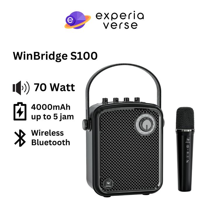 Promo WinBridge S100 Wireless Voice Amplifier Portable PA System Speaker  dengan Handheld Microphone Karaoke Pengeras Suara Microphone di Experia 