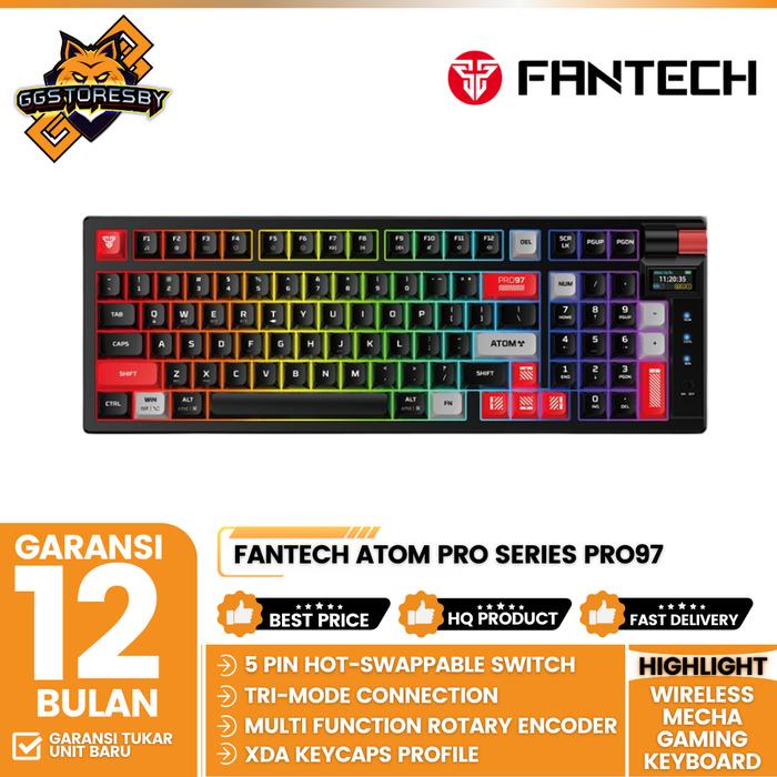 Gambar FANTECH ATOM PRO SERIES PRO97 / PRO79 WIRELESS Mecha Gaming Keyboard - PRO97 BLK, HUANO BLUE dari GGSTORESBY undefined Tokopedia