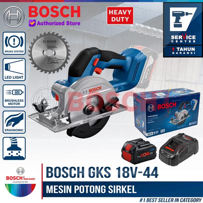 Gambar Bosch Mesin Potong Sirkel GKS 18V-44 LI Circular Saw Cordless 125MM 18V Set Procore 8 AH - 1 Baterai dari Bosch Tools Authorized BTS undefined Tokopedia