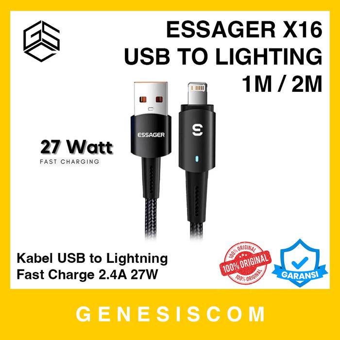 Jual Kabel Data USB to Lightning ESSAGER ES-X16 27W Fast