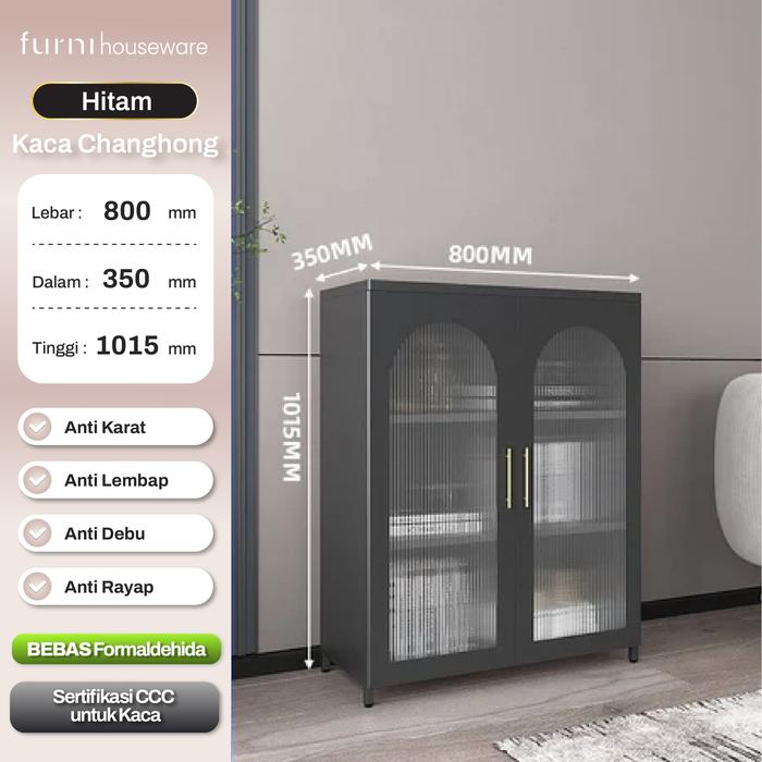 Gambar MoozSpace Lemari Hias pvc Besi Minimalis - Rak Display Besi untuk Pajangan & Koleksi di Ruang Tamu - BLCK-101x80CH dari MoozSpace undefined Tokopedia