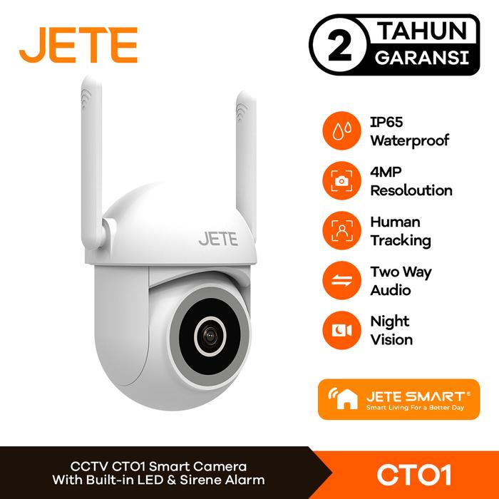 Gambar JETE CCTV CTO1 IP Cam Outdoor 4MP Smart Camera AI Detection Clear Night Vision Garansi 2 Tahun IP65 Waterproof Two Way Audio - CTO1 dari JETE Authorized Store undefined Tokopedia