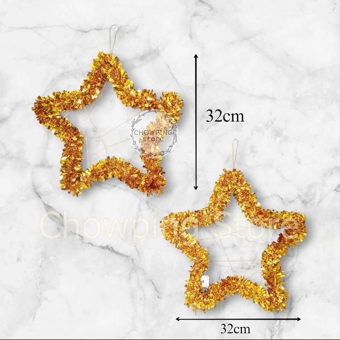 Gambar Gantungan Krans Bulan Bintang Gold LED Hiasan Dinding Pintu Idul Fitri Lebaran - Bintang dari Chowping Store undefined Tokopedia
